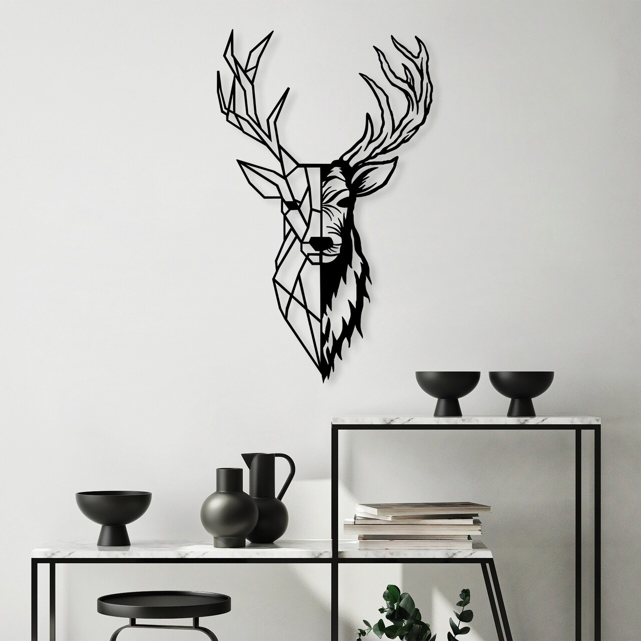 Decoratiune de perete, Red Deer 2, Dimensiune: 42 x 70 cm, Negru - imagine 7